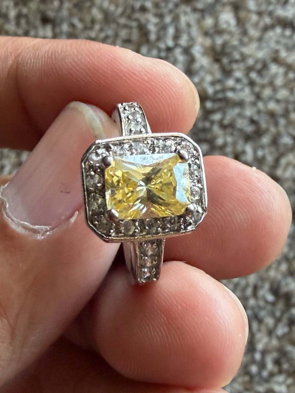 R.S. Covenant Radiant-Cut Canary Yellow Cubic Zirconia Halo Cocktail Ring